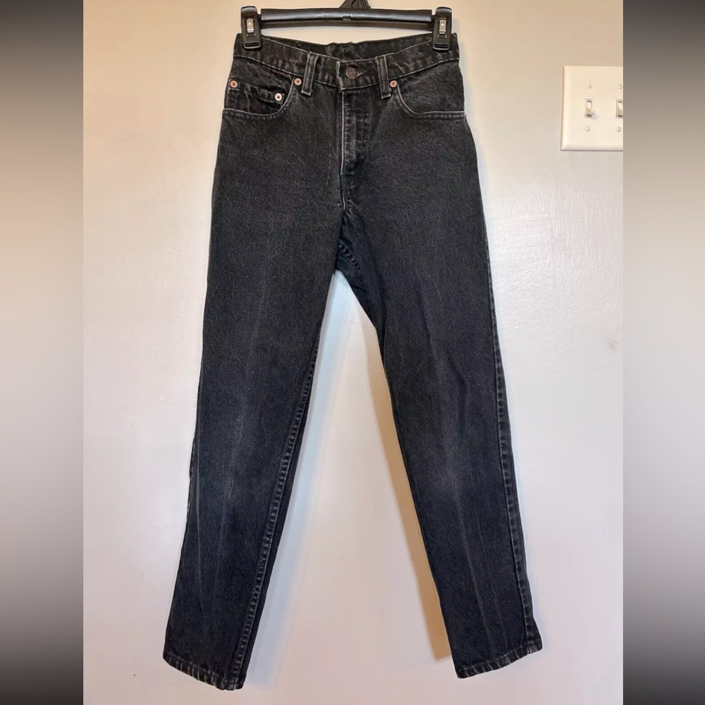 Vintage 90s Levis 550 Jeans size 1 (25x26) Black Denim Relaxed Fit Tapered